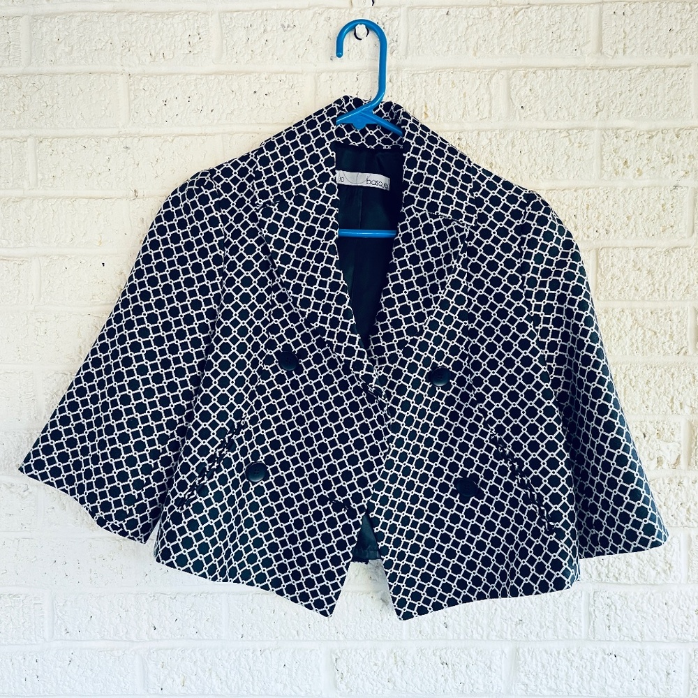 Black and White Print Cropped Blazer